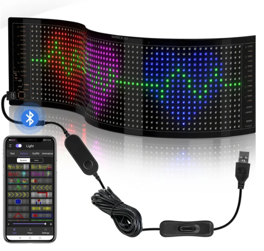 Panou LED auto afisaj cu led flexibil RGB programabil prin bluetooth